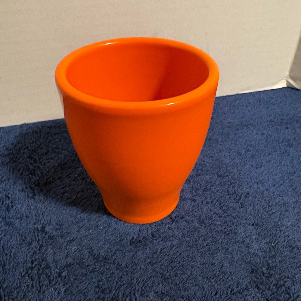 MCM Vibrant Orange Ceramic Planter 4” Cup - Made In Germany - Colorful Modern